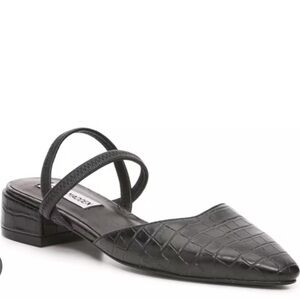 STEVE MADDEN Daid slingback black crocodile kitten heel flats